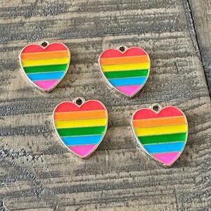 15pc Heart Rainbow Charms - Bracelet - Earrings - Valentine's Day